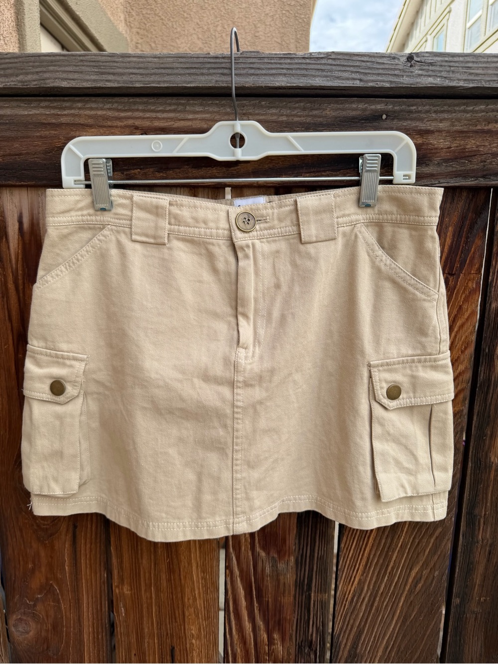 Princess Polly Tan Khaki Denim Cargo Pocket Mini Skirt US Size 6